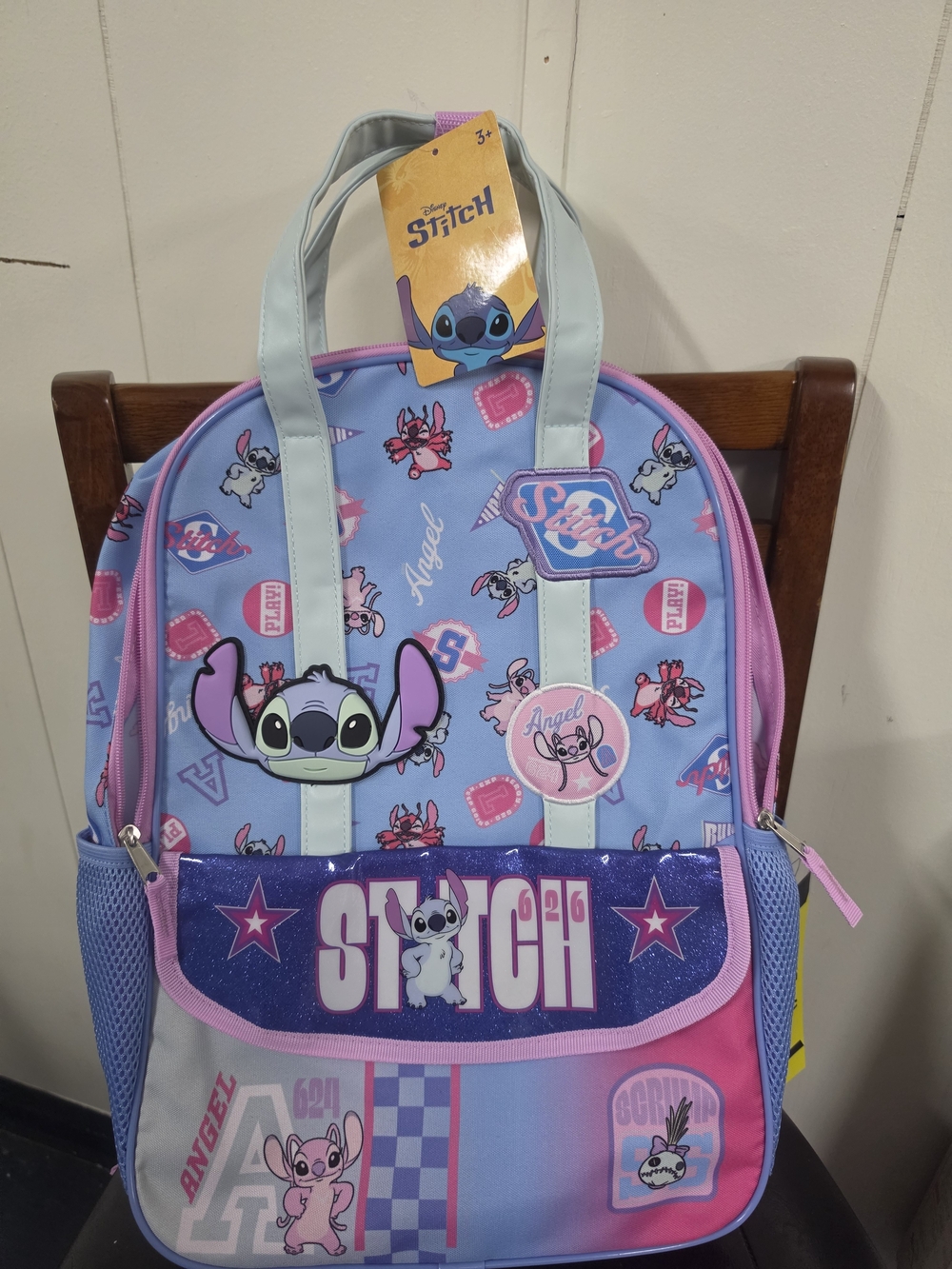 Disney Stitch Kids Backpack – Pink & Light Blue